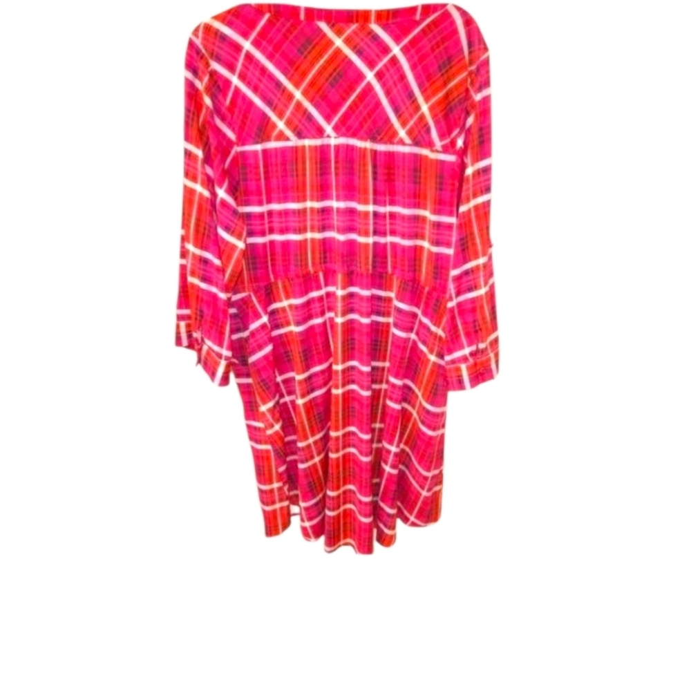 Torrid 3X Multicolor Plaid Zip Front Tie Waist Midi dress - Picture 7 of 13